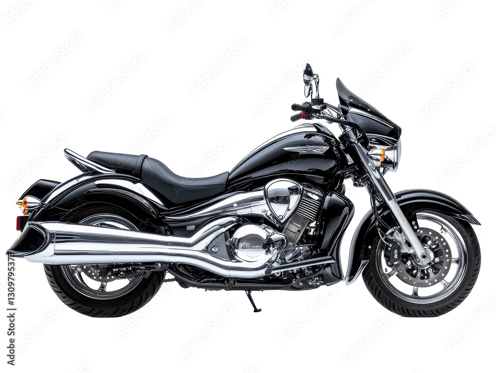 Isolated Elegant Black and Chrome Motorcycle Isolated Elegant Black and Chrome Motorcycle