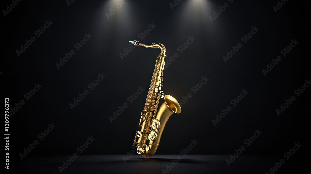 Fototapeta premium Golden Saxophone in Spotlight