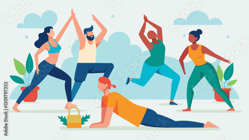 Through a variety of stretches bodyweight exercises and relaxation techniques this class will help you improve your posture mobility and overall. Vector illustration