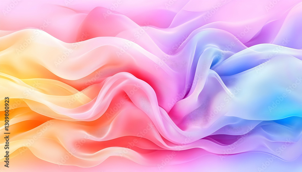 Obraz premium Pastel rainbow fabric flowing smoothly