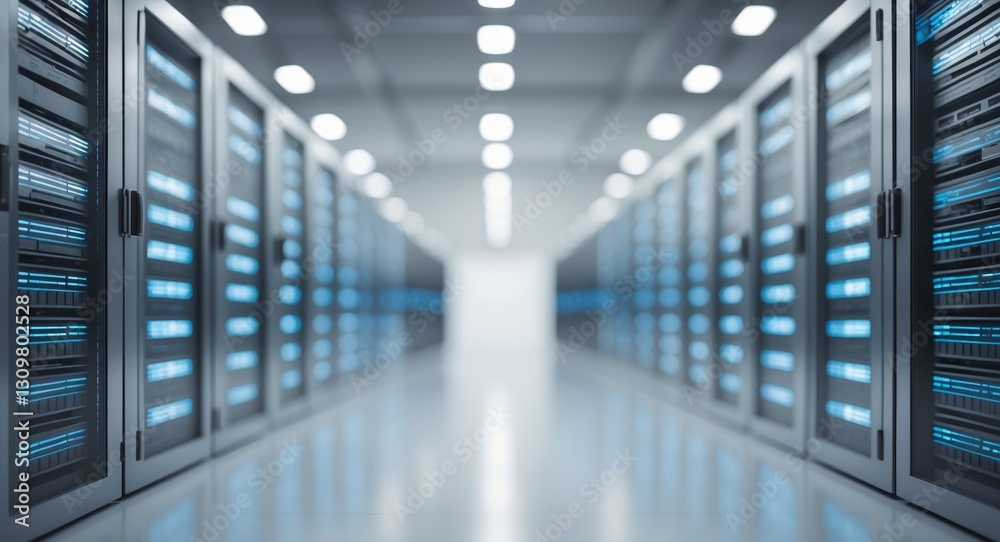Fototapeta premium Modern Data Center with Rows of Server Racks
