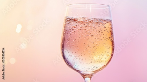 A glass of sparkling water with a pinkish tint