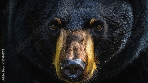 Close-up of a black bear face details