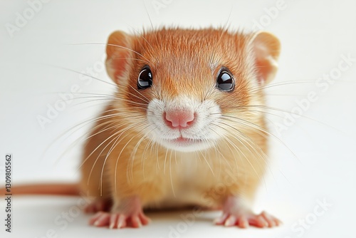 Cute Rat Looking up With Bright Eyes and Whiskers Against a Light Background