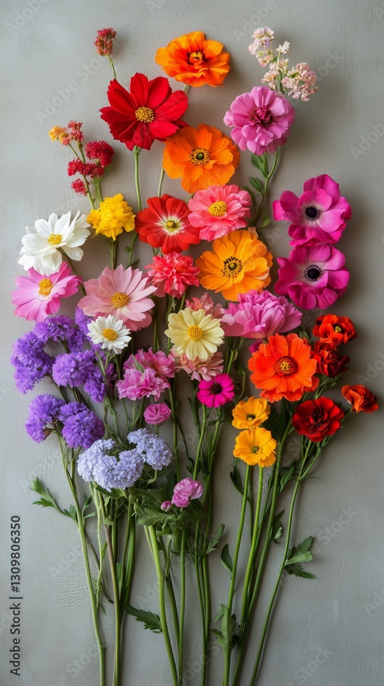 Obraz premium Vibrant Display of Colorful Flowers in a Garden Setting During Springtime