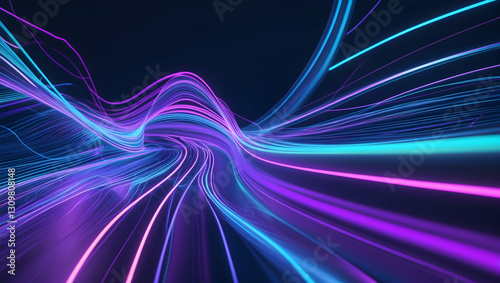 A Mesmerizing Journey Through A Cosmic River Of Vibrant Purple And Teal Light Streams Flowing In A Dynamic, Swirling Pattern With A Dark Background