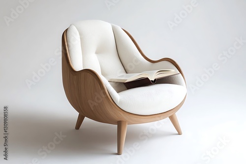 Delicate Wooden Armchair with Book