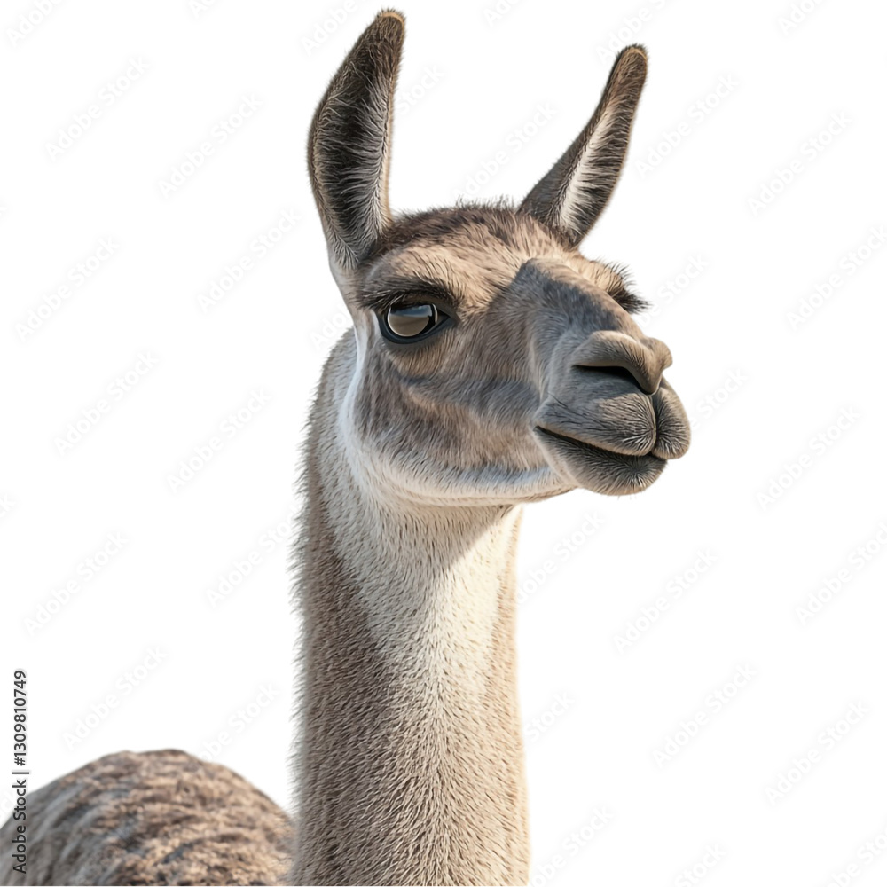 Obraz premium Gentle Llama Portrait Soft Fur Calm Expression Andean Animal