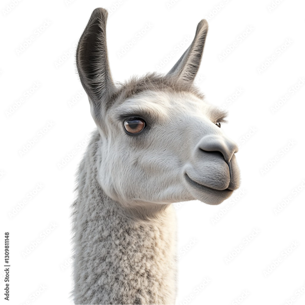 Obraz premium Gentle Llama Portrait Soft Fur Sweet Eyes Happy Animal