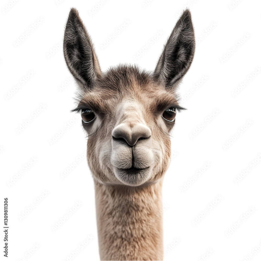 Fototapeta premium Gentle Llama Portrait Soft Fur and Big Eyes Peaceful Animal