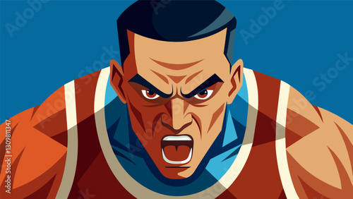 A closeup shot of the athletes face fierce determination evident as they prepare for their jump.. Vector illustration