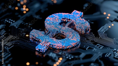 Digital Dollar Sign Symbolizing Technology and Finance Integration