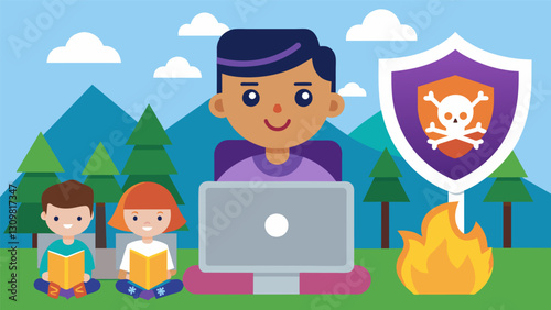 With the rise of cyber attacks its never too early to educate your child on online safety enroll them in our summer camp today. Vector illustration