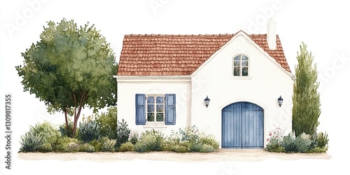 a house with a red-tiled ro...