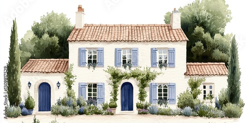 a house with blue shutters ...