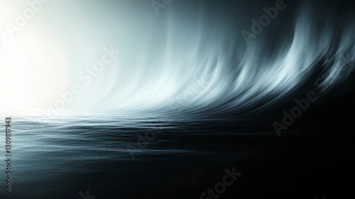 Abstract Ocean Wave Art Dark Blue Gray Tones Dramatic Lighting Textured Surface
