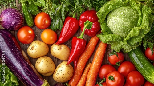 Wallpaper Mural Eating healthy on raw leafy cabbage backdrop with colorful array of vibrant fruits and vegetables, including crunchy cabbage. Torontodigital.ca