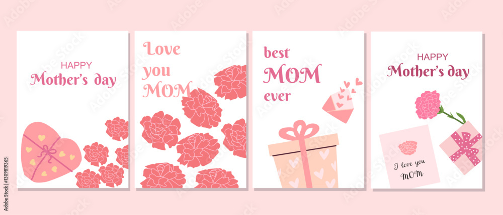 Mother's day carnation greeting cards design for heartfelt messages. Mother's day carnation greeting cards design for heartfelt messages.