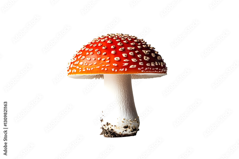 Obraz premium a quality stock photograph of a single red mushroom isolated on a white background