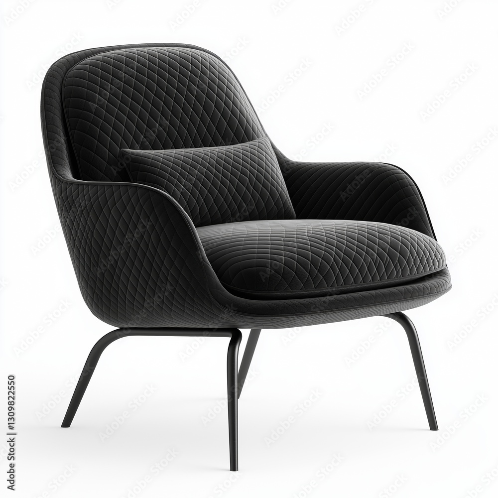 Naklejka premium A sculptural office chair with a diamond-inspired frame and plush velvet cushions , isolated on a white background , High quality , No blur