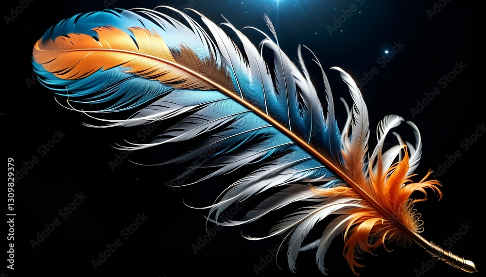 Fototapeta premium colorful feathers on black background