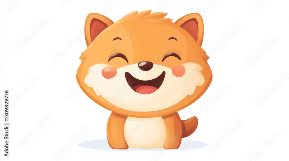 A smiling cartoon animal character with joyful and happy expressions A smiling cartoon animal character with joyful and happy expressions