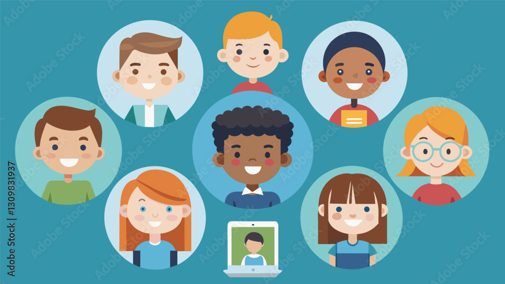 The children excitedly show off their customized avatars each one reflecting their unique personality and interests.. Vector illustration The children excitedly show off their customized avatars each one reflecting their unique personality and interests.. Vector illustration