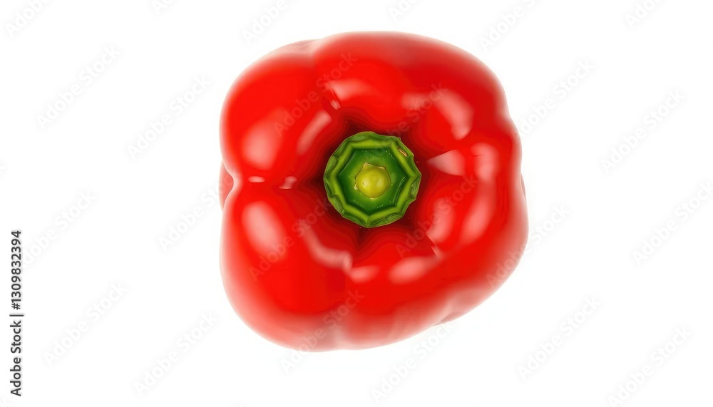 Single vibrant red bell pepper, flawlessly isolated on pure white, agriculture, paprika Single vibrant red bell pepper, flawlessly isolated on pure white, agriculture, paprika