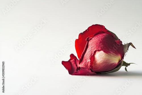 Crimson Petals: A Symbol of Heartbreak, Isolated on White, Evoking Loneliness and Love's Fragility