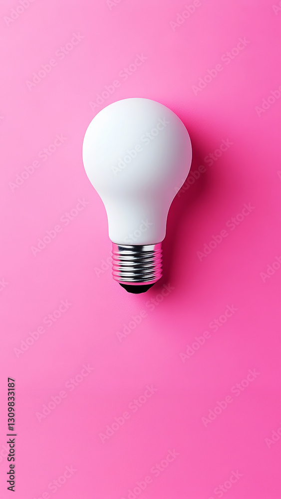 White Light Bulb on Vibrant Pink Background – Creative Concept White Light Bulb on Vibrant Pink Background – Creative Concept