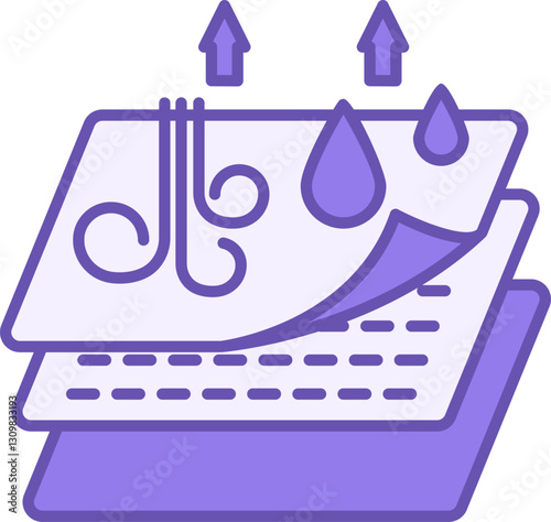 Colored Membrane Fabric Icon. Vector Illustration. Water Repellent, Windproof and Multilayer Fabric. Material Characteristics Concept