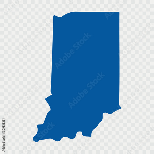 Indiana Map Black, State Border, United States, US America, Transparent Isolated, Variations. Vector. Indiana state isolated on background, USA map