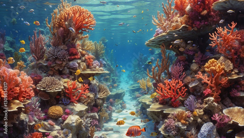 Wallpaper Mural Vibrant Coral Reef Isolated on a Clean Background for Marine Life Enthusiasts Torontodigital.ca