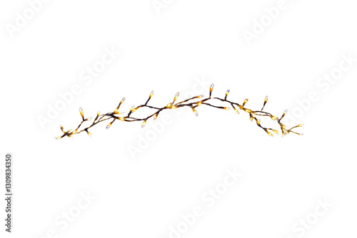 A serene and enchanting image of a Christmas garland strung with delicate bokeh lights, glowing against a rich blue background that highlights the festive mood.