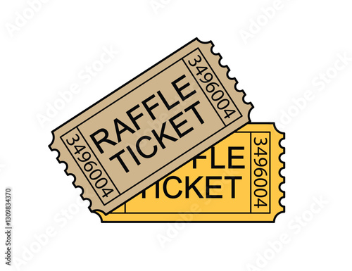 Ticket icon. Symbol of payment or cash register, sports match or cinema. Document for travel on public transport. Attribute of a cinema, theater or concert. Vector simple ticket.