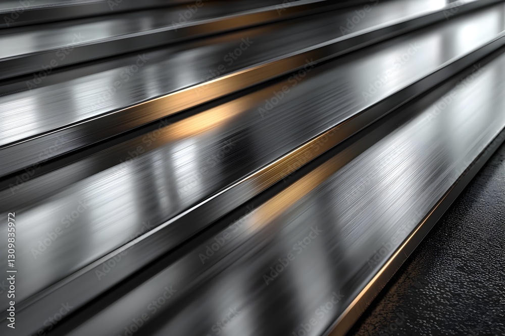 Sleek and Polished Stainless Steel Profiles in Abstract 3D Rendering Sleek and Polished Stainless Steel Profiles in Abstract 3D Rendering