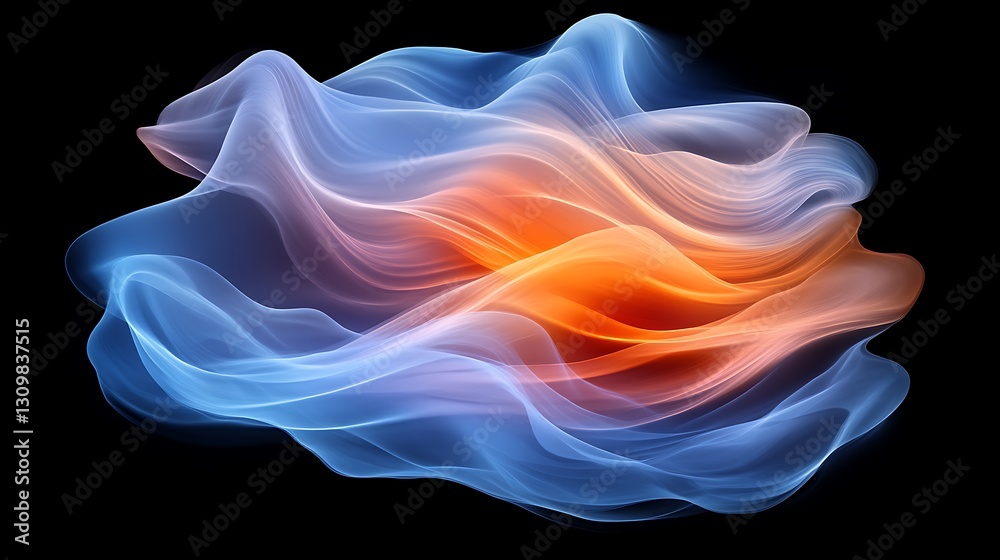 Obraz premium Abstract swirling blue and orange flowing energy
