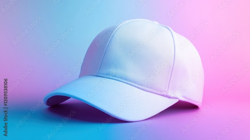 Fototapeta premium Blank white baseball cap in vibrant neon colors