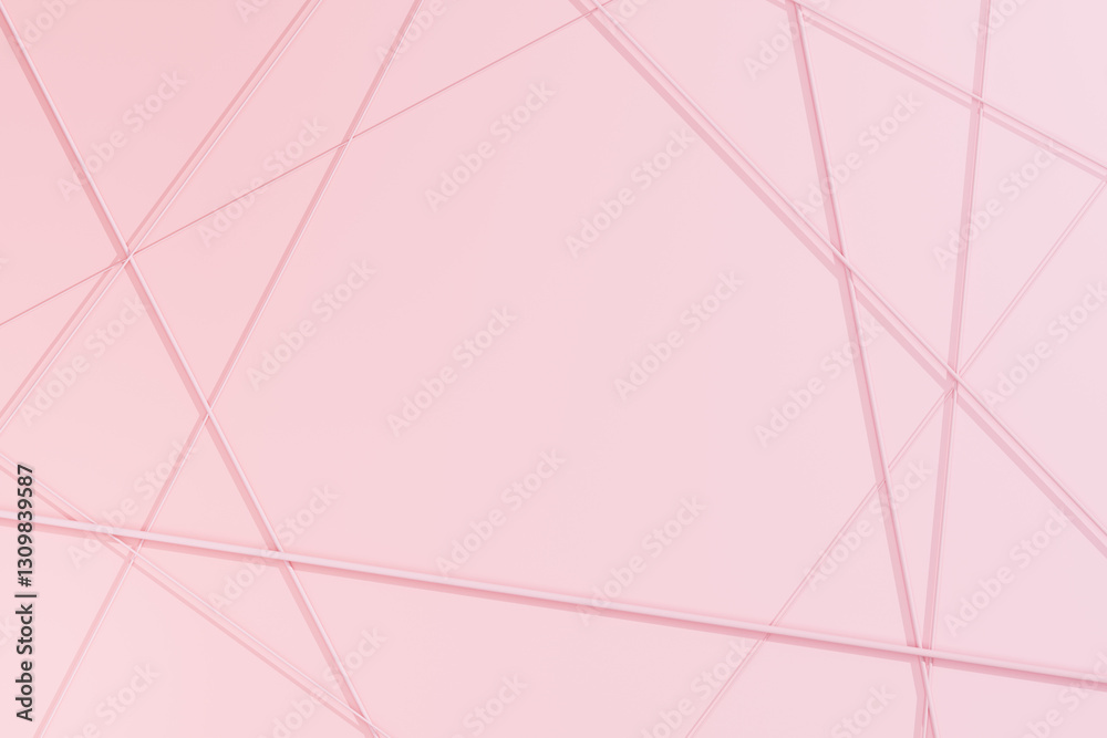 Obraz premium Three-dimensional abstract pink background with white lines. Minimalistic design cover. 