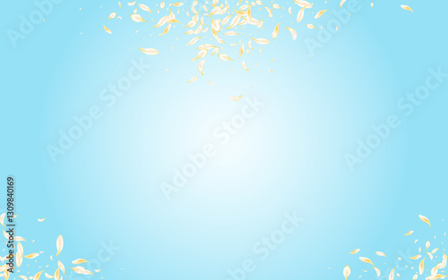 Yellow Cherry Spring Vector Blue Background.