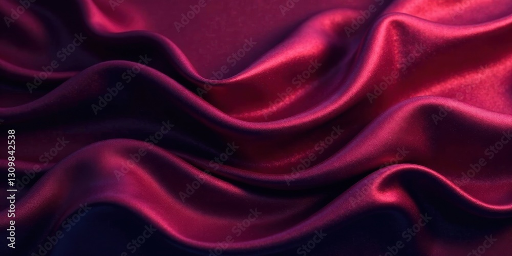 Obraz premium Deep Crimson Silk Drapery Luxurious Fabric Texture with Soft, Elegant Waves and Rich Color Saturation