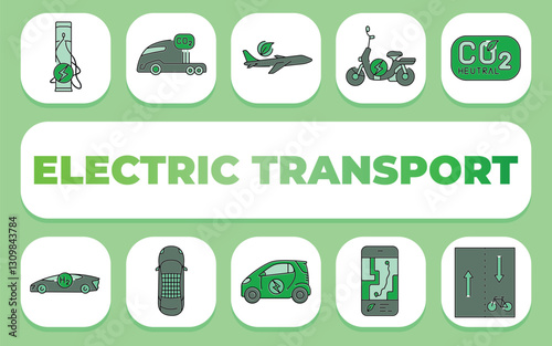 electric transport text concept. Shablon for presentation and Infographics.