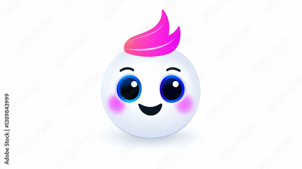 Fototapeta premium Friendly Cartoon Robot with Pink Hair