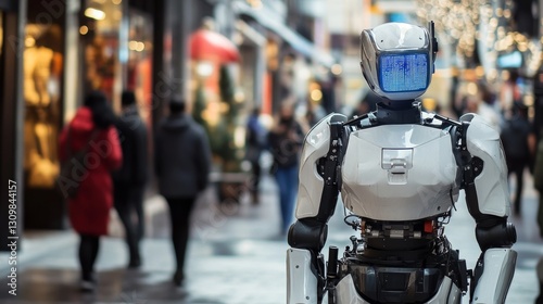 Wallpaper Mural Stylish Robot in a Busy City Torontodigital.ca