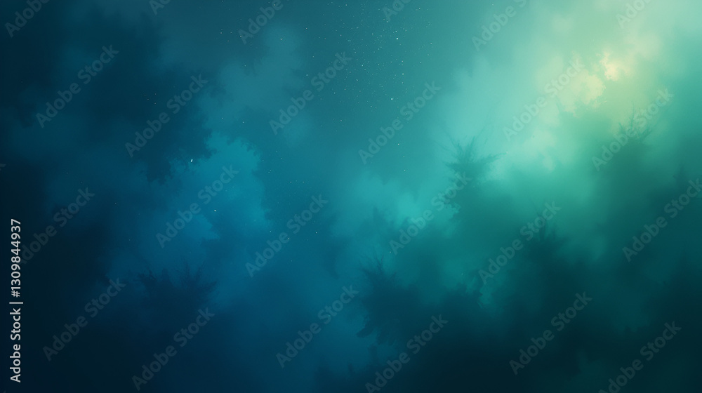 Obraz premium Un fondo degradado con profundos tonos de azul y verde, con una sutil fuente de luz que crea un suave brillo en la esquina superior derecha. La textura parece suave y uniforme