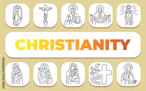 Christianity text concept. Shablon for presentation and Infographics.