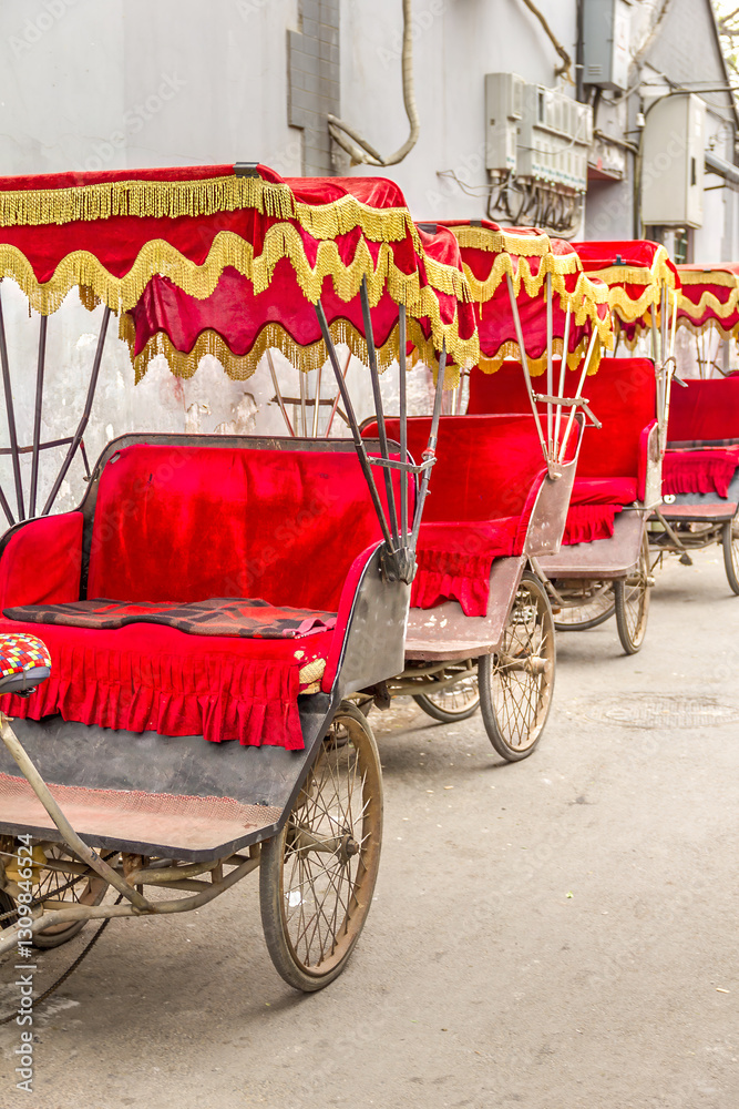 Typical Asian rickshaws in Beijing, China