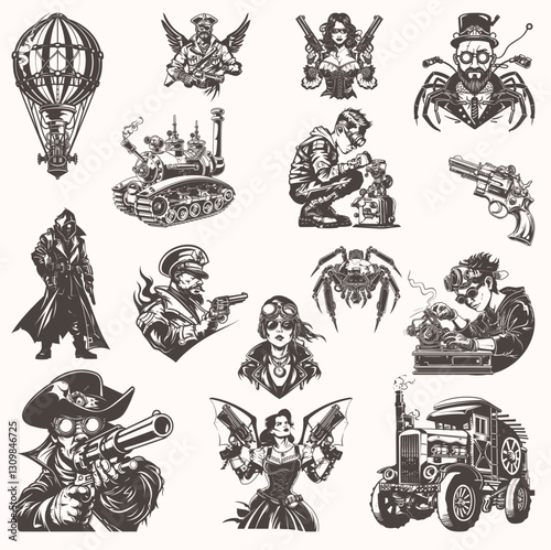Steampunk Artwork – Victorian Exploration & Industrial Airships