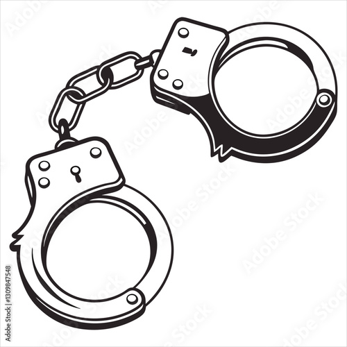 silhouette handcuffs on white background