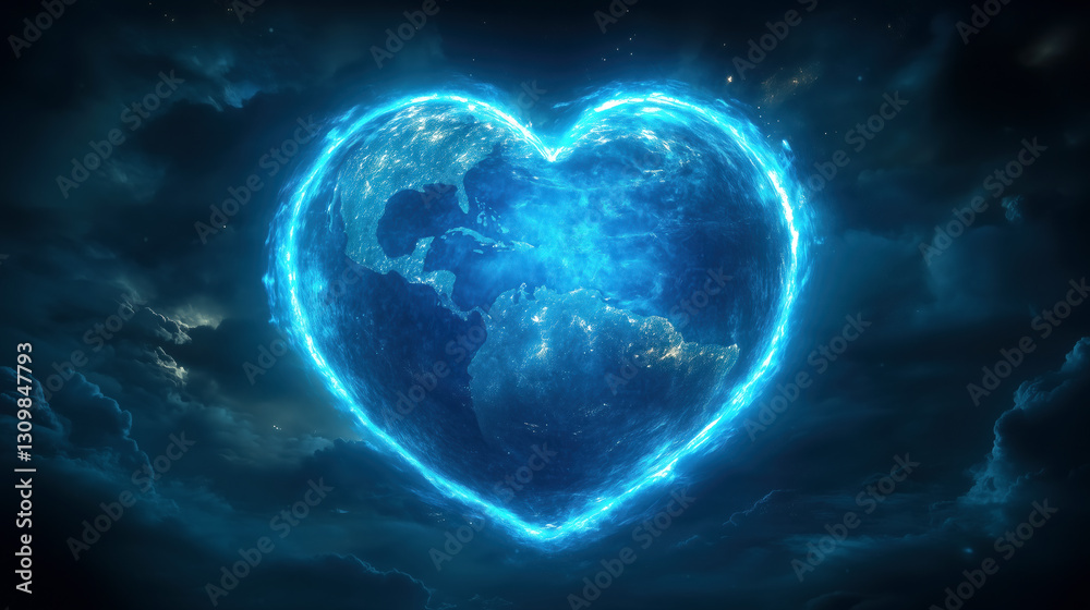 Obraz premium Global heartbeat love for the planet digital art cosmic environment